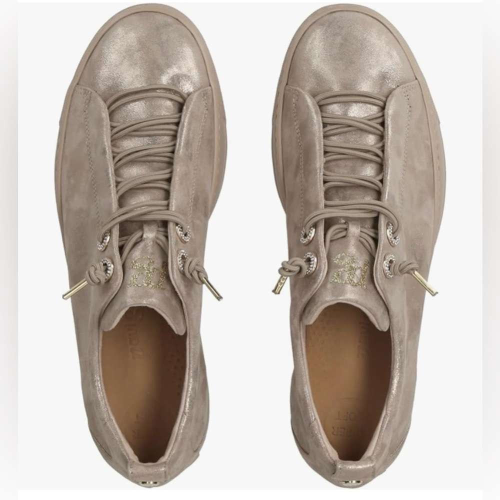 Paul Green Metallic Taupe Leather Sneakers